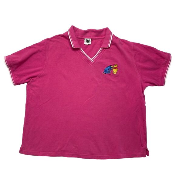 Vintage THE DISNEY CATALOG Winnie the Pooh Bright Pink Pique Polo XXL Womens - Picture 4 of 10